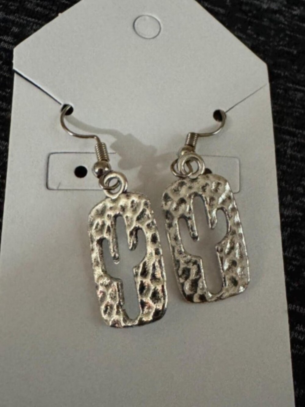 silver-tone cactus dangle earrings!